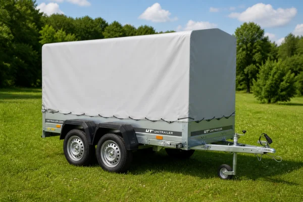Anhänger Garden Trailer 264/2 KIPP MIT STÜTZRAD, H-1100-HOCHSPRIEGEL UND GRAUER PLANE – Bild 2