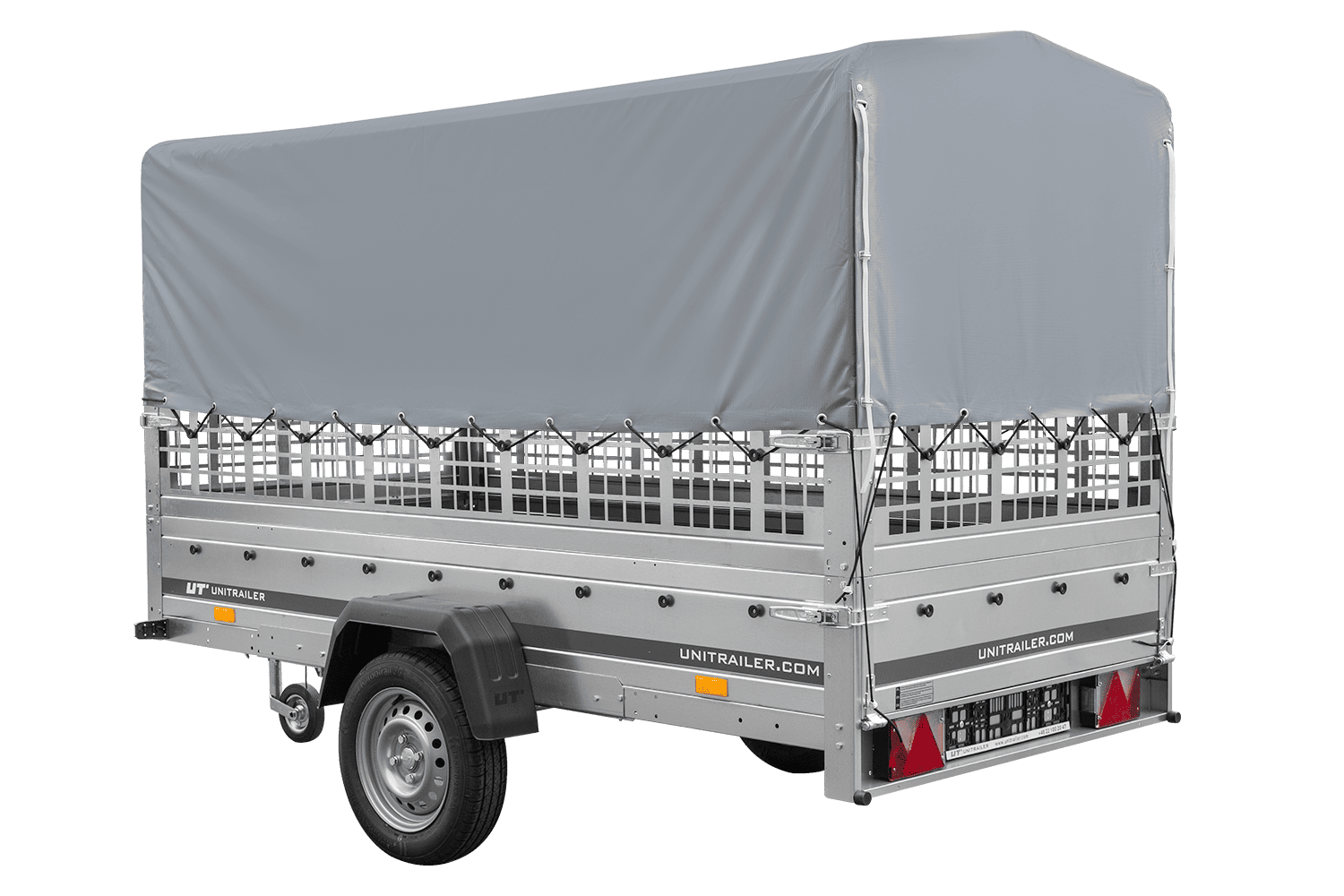 1-Achs-Anhänger GARDEN TRAILER 264 KIPP mit Laubgitteraufsatz, grauer Hochplane, Hochspriegel und Stützrad – Bild 15