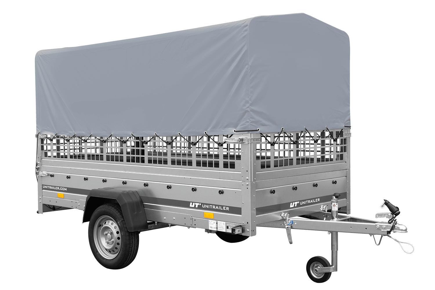 1-Achs-Anhänger GARDEN TRAILER 264 KIPP mit Laubgitteraufsatz, grauer Hochplane, Hochspriegel und Stützrad – Bild 16