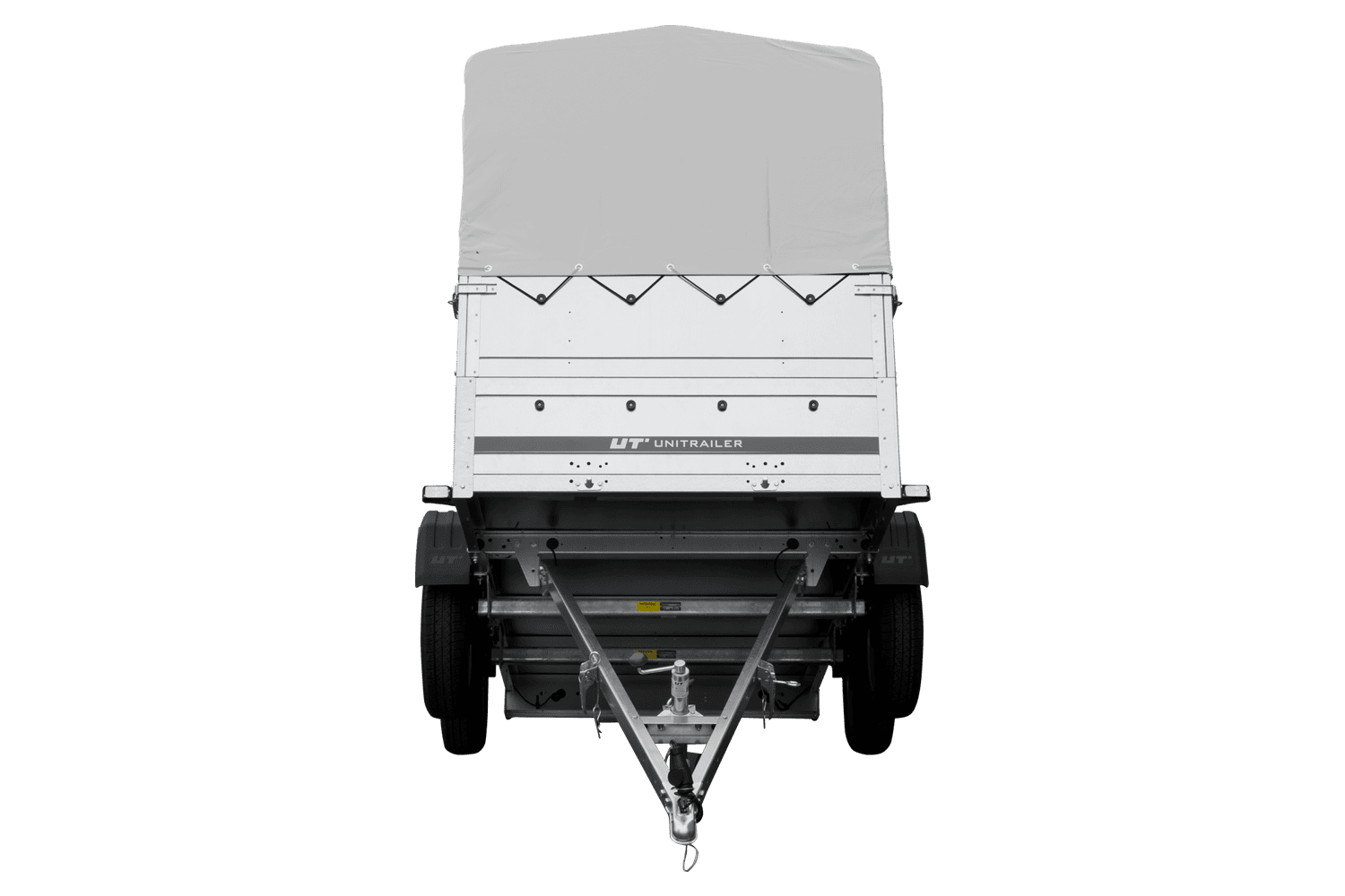 2-Achs Pkw-Anhänger UNITRAILER GARDEN TRAILER 264/2 KIPP mit Stützrad, Bordwandaufsatz, H-800 Rahmen und grauer Plane – Bild 5