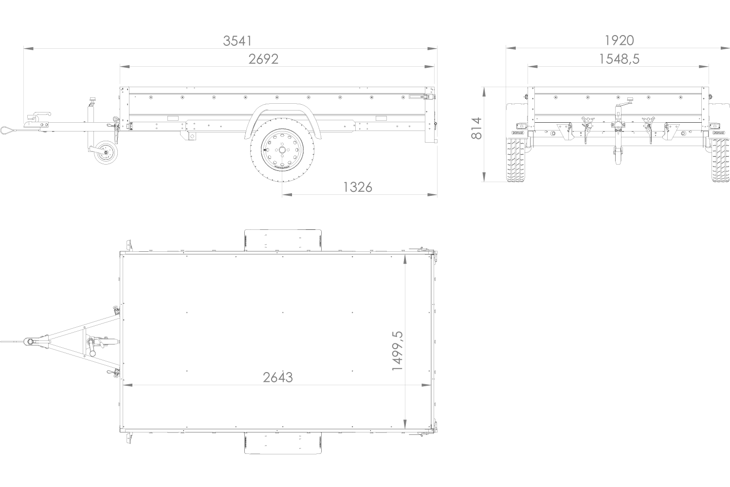 Anhänger 264×150 UNITRAILER GARDEN 265 KIPP mit Gitteraufsatz, Flachplanenträgern und blauer Plane – Bild 8