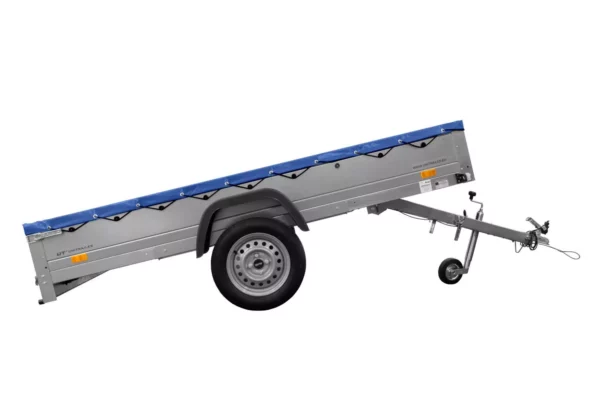 Einachs-tieflader Garden Trailer 264 Kipp Mit Stützrad, Querstreben Und Blauer Flachplane-Neu – Bild 3