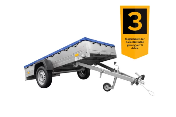 Einachs-tieflader Garden Trailer 264 Kipp Mit Stützrad, Querstreben Und Blauer Flachplane-Neu – Bild 4