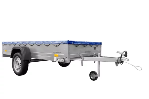 Einachs-tieflader Garden Trailer 264 Kipp Mit Stützrad, Querstreben Und Blauer Flachplane-Neu – Bild 6