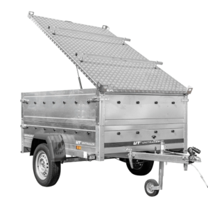 Leichtanhänger auf Federn 200×125 UNITRAILER GARDEN 201/R KIPP mit BIS-Seiten und Aluminiumabdeckung
