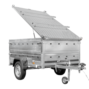 Leichter Anhänger 200×125 UNITRAILER GARDEN 201 KIPP mit BIS-Seitenwänden und Aluminiumabdeckung