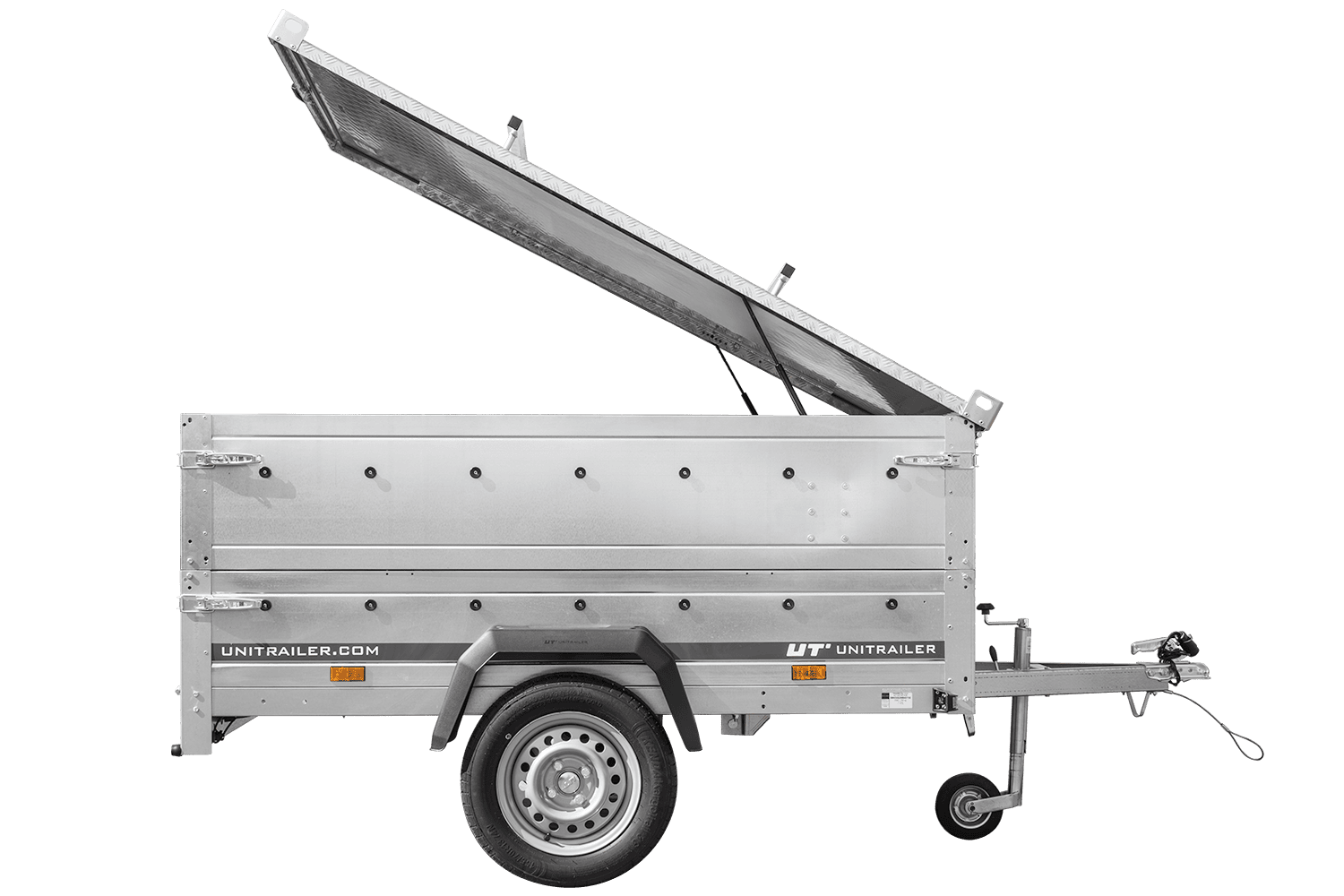 Leichter Anhänger 200×125 UNITRAILER GARDEN 201 KIPP mit BIS-Seitenwänden und Aluminiumabdeckung – Bild 6