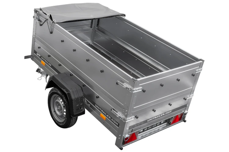 Kippbarer Pkw Anhänger GARDEN TRAILER 200 KIPP mit zusätzlichen Bordwänden, Stützrad und Flachplane