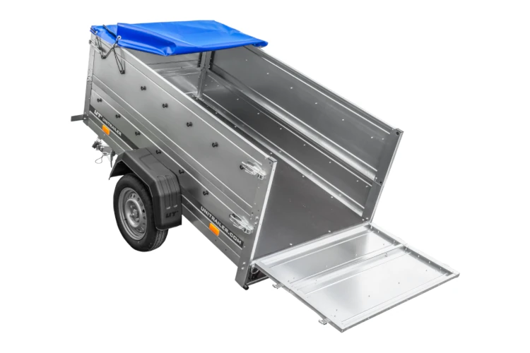 Kippbarer Pkw Anhänger GARDEN TRAILER 200 KIPP mit zusätzlichen Bordwänden, Stützrad und Flachplane