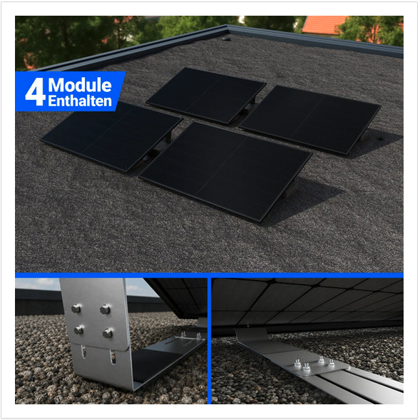 2000W Balkonkraftwerk mit Speicher - 4x Jolywood 500W JW-HD108N-R2 Bifazial Glas-Glas Full Black & Anker Solix Solarbank 2 Pro – Bild 3